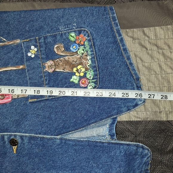 Vtg Sun Belt Denim Collared Hand Painted Women's  L Made in USA One Button - Picture 9 of 10